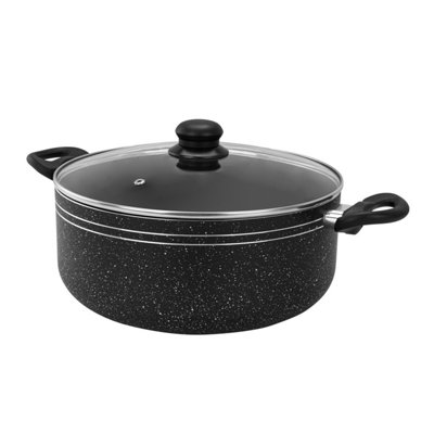 Royalford 30Cm Casserole Dish With Tempered Glass Lid Cooking Pot, Induction Stockpot Saucepan With Non-Stick Granite Coating