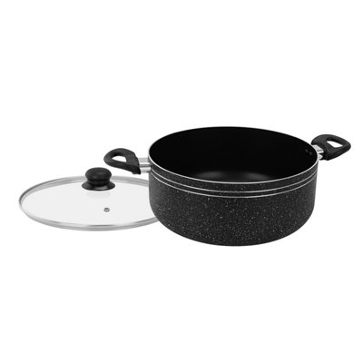B&Q -  24Cm Casserole Dish With Tempered Glass Lid Cooking PotInduction Stockpot Saucepan With Non-Stick Coating