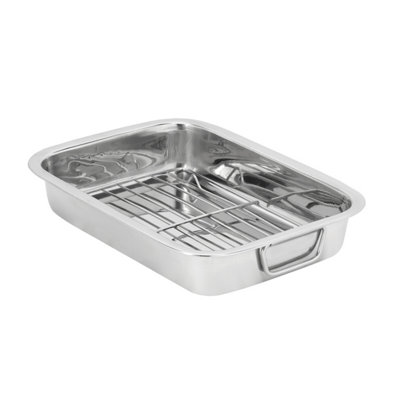 Royalford 25Cm Stainless Steel Roasting Pan With Grill Rack Baking Grilling from B&Q