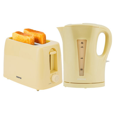 B&Q -  Electric Kettle & 2 Slice Bread Toaster Kitchen Combo Set  2200W 1.7L Cordless Jug Kettle Beige