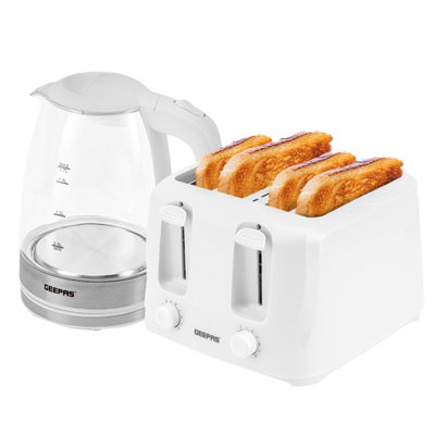 Geepas 4 Slice Bread Toaster & Illuminating Electric Glass Kettle Set - Image 7