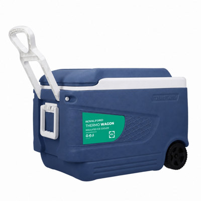 B&Q -  45L Cool Box With Wheels And Handle Insulated Ice Cooler Box