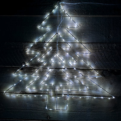62cm Multi function LED White Metal Frame Christmas Tree Silhouette Decoration