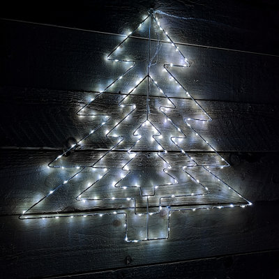 62cm Multi function LED White Metal Frame Christmas Tree Silhouette Decoration