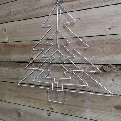 62cm Multi function LED White Metal Frame Christmas Tree Silhouette Decoration