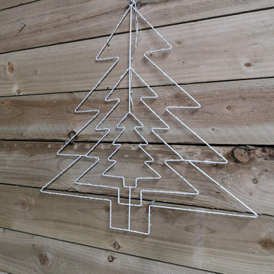 62cm Multi function LED White Metal Frame Christmas Tree Silhouette Decoration