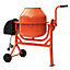 63 L Orange Electric Portable Cement Concrete Mixer with Wheels