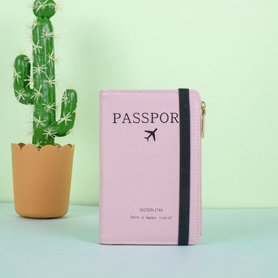 Sueving Pink Passport Holder, Pu Leather Travel Passport Cover Wallet With Zipper Pocket,multi Card Slots Document Organizer For Women Men