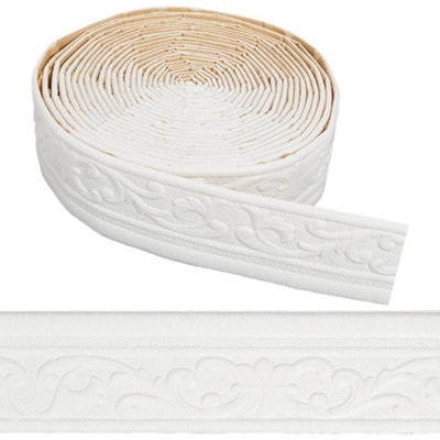 B&Q Foam Molding Trim Peel And Stick, Flexible Crown Molding Wallpaper Border Self Adhesive, 3D Wall Base Moulding Trim
