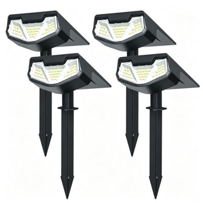 B&Q 4 Pcs Cold White Powerful Solar Outdoor Garden Lights,3 Modes, Ip65 Waterproof Solar Outdoor Lighting For Garden, Pathway