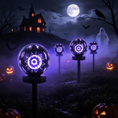 Amorly 4 Pack Solar Halloween Lights Outdoor,halloween Decorations Outdoor, Ip65 Waterproof, Decor For Garden/yard/patio/lawn/pathway