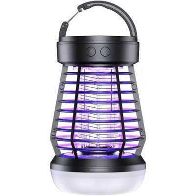 Amorly 2 In 1 Camping Lantern & Mosquito Zapper, Portable Rechargeable Bug Zapper With Adjustable Brightness, Indoor & Outdoor Use, Black