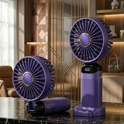 B&Q Portable Rechargeable Handheld Fan, Personal Desk Fan, Quiet Operation, Usb Rechargeable