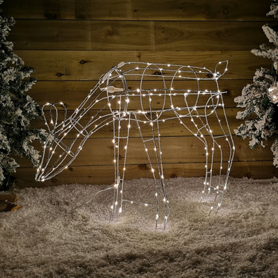 63cm Outdoor Twinkling LED Grazing Reindeer Christmas Decoration in Warm White