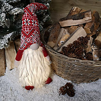 63cm Tall Christmas Light Up Gnome Gonk Nordic Decoration White Body Red Hat Sitting