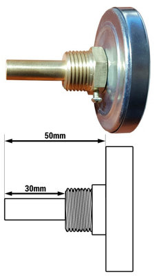 63mm 0-120C Thermo Temperature Gauge 1/2inch Rear Entry Thermometer