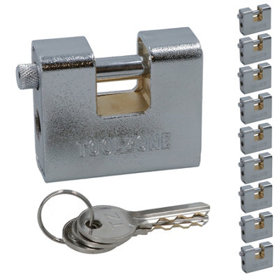63mm Armoured Container Padlock Shutter Lock Security Solid Shed 3 Keys x 10