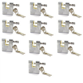 63mm Armoured Container Padlock Shutter Lock Security Solid Shed 3 Keys x 10