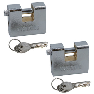 63mm Armoured Container Padlock Shutter Lock Security Solid Shed 3 Keys x 2
