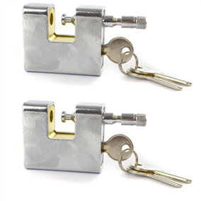63mm Armoured Container Padlock Shutter Lock Security Solid Shed 3 Keys x 2