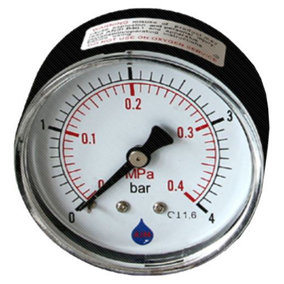 63mm Dial 0-4 Bar Rear Entry Pressure Gauge 1/4inch Bsp Manometer