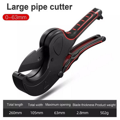 63mm Plastic Pipe Cutter 0-75mm Quick Ratchet Shears PVC PP PE Tube