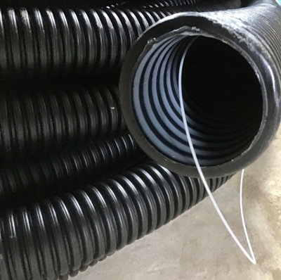 63mm x 50m Black Electrical Flexible Cable Ducting Including Coupling & Draw Cord