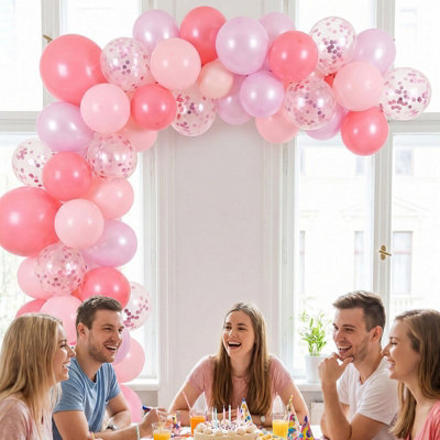 63Pcs Pink Latex Confetti Balloon Set 12 Inch Soft Pink Party Balloons ...