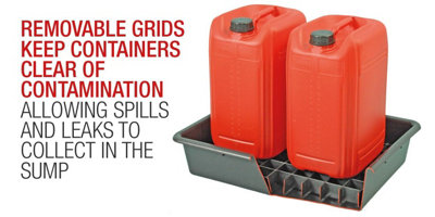 64 x 49cm Bunded Small Container Tray 28 Litre Spill Containment for ...
