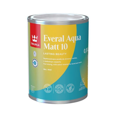 Tikkurila Everal Aqua 10Matt Paint For Wood & MetalFast Drying Acrylic Enamel1 Litre from B&Q