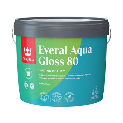 Tikkurila Everal Aqua 80Gloss Paint For Wood & MetalFast Drying Acrylic Enamel3 Litres from B&Q