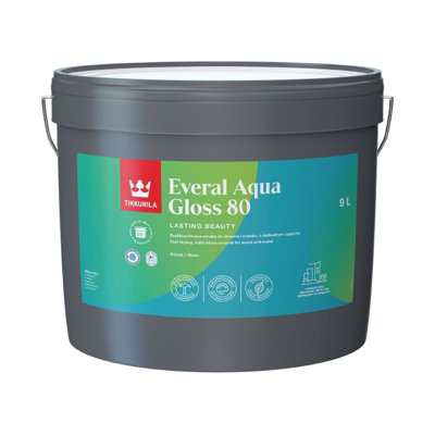 Tikkurila Everal Aqua 80Gloss Paint For Wood & MetalFast Drying Acrylic Enamel10 Litres from B&Q
