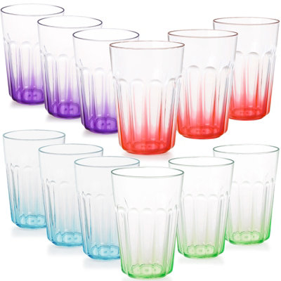 Greentainer 12 Pcs 350Ml Stackable Unbreakable Mixed Color As Plastic Reusable Drinking Cups Tumbler Mugs For Party Picnic Camping from B&Q