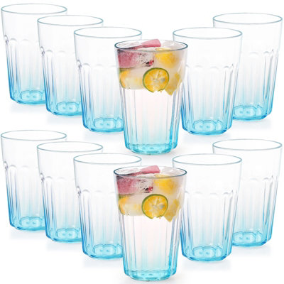 Greentainer 12 Piece 350Ml Stackable Unbreakable Blue As Plastic Reusable Drinking Cups Tumbler Mugs For Party Picnic Camping from B&Q