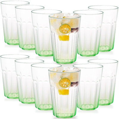 Greentainer 12 Piece 350Ml Stackable Unbreakable Green As Plastic Reusable Drinking Cups Tumbler Mugs For Party Picnic Camping from B&Q