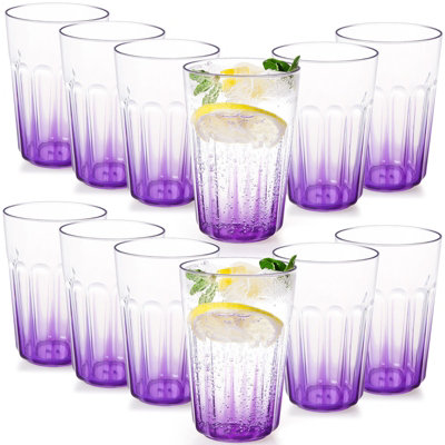 Greentainer 12 Piece 350Ml Stackable Unbreakable Purple As Plastic Reusable Drinking Cups Tumbler Mugs For Party Picnic Camping from B&Q