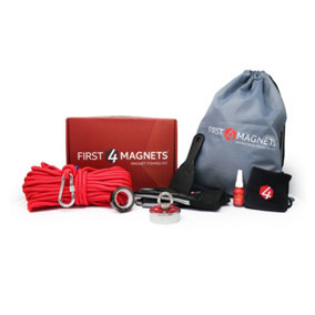 640kg Pull - Apex 360 Magnet Fishing Kit with Super High Power 65mm Neodymium Magnet - Gloves, Thread Locker, 20M Rope