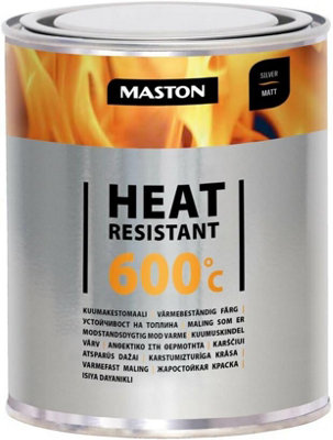 Maston Paint Heat-Resistant Silver Matt +600 C 1L from B&Q