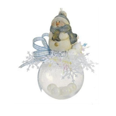 Weiste Christmas Tree DecorationSnowman On Bauble With Blue Trim from B&Q