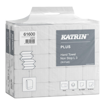 Katrin Plus Hand Towel Non Stop L3 Handy Pack X25 (Pack Of 2250) 61600 from B&Q