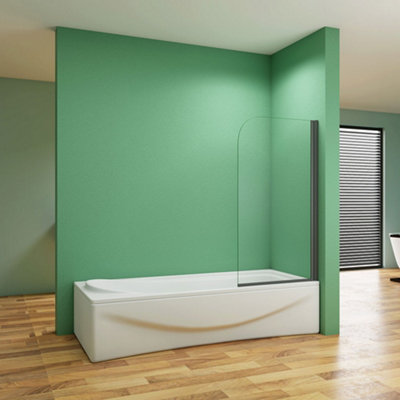  - Perfect Sanitary 800X1400mm 180 Degree Black Pivot Shower Bath Screen