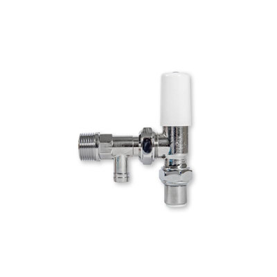 Myson Matchmate 10mm Lockshield Angle Chrome Drain Off C/w Pushfit 90 Degree Elbow from B&Q