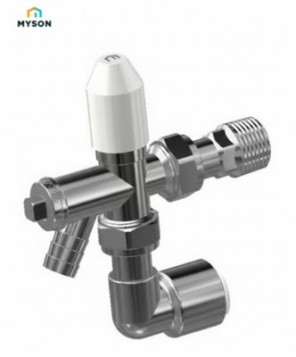 Myson Matchmate 15mm Lockshield Angle Chrome Drain Off C/w Pushfit 90 Degree Elbow from B&Q