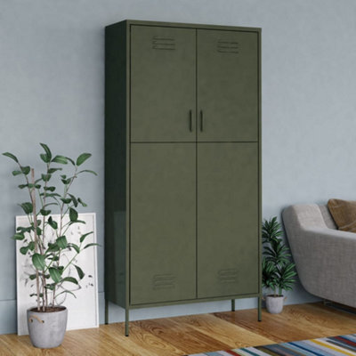 B&Q -  Wardrobe Olive Green 90X50X180 Cm Steel