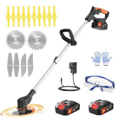  - Metal Blade Cordless Strimmer 21 V Grass Trimmers 16 Blades 15 Cm Cutting Diameter Retractable Handle For Lawn Garden