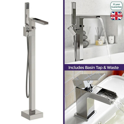 Ozone Freestanding Waterfall Bath Shower And Basin Mixer Tap from B&Q