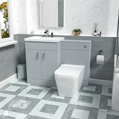 B&Q -  Matte Grey 1000mm Freestanding Vanity Wc Unit & Btw Toilet Flat Pack