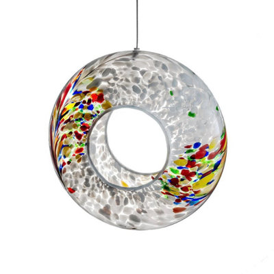 Sienna Glass Handcrafted Glass Hanging Bird Feeder (White)