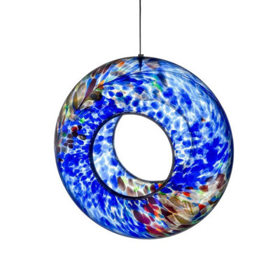 Sienna Glass Handcrafted Glass Hanging Bird Feeder (Blue)