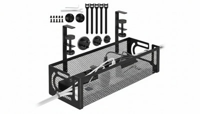 64cm Black Wire Management Box Desk Floor Cable Organizer